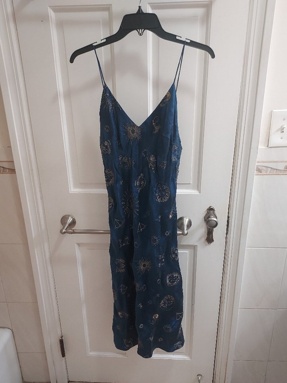 Realisation Par The 1996 Blue Zodiac Sleeveless Shift Silk Dress